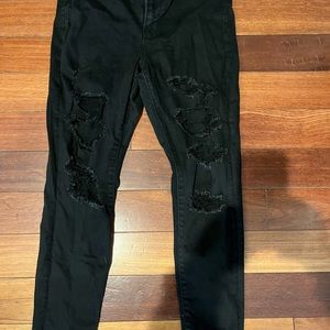 Black/holey/stretch jeans